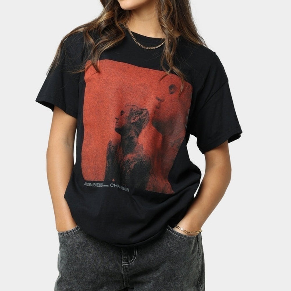 Unisex Justin Bieber Changes Album Cover Art Reflection Photo Tee Black‎ XS